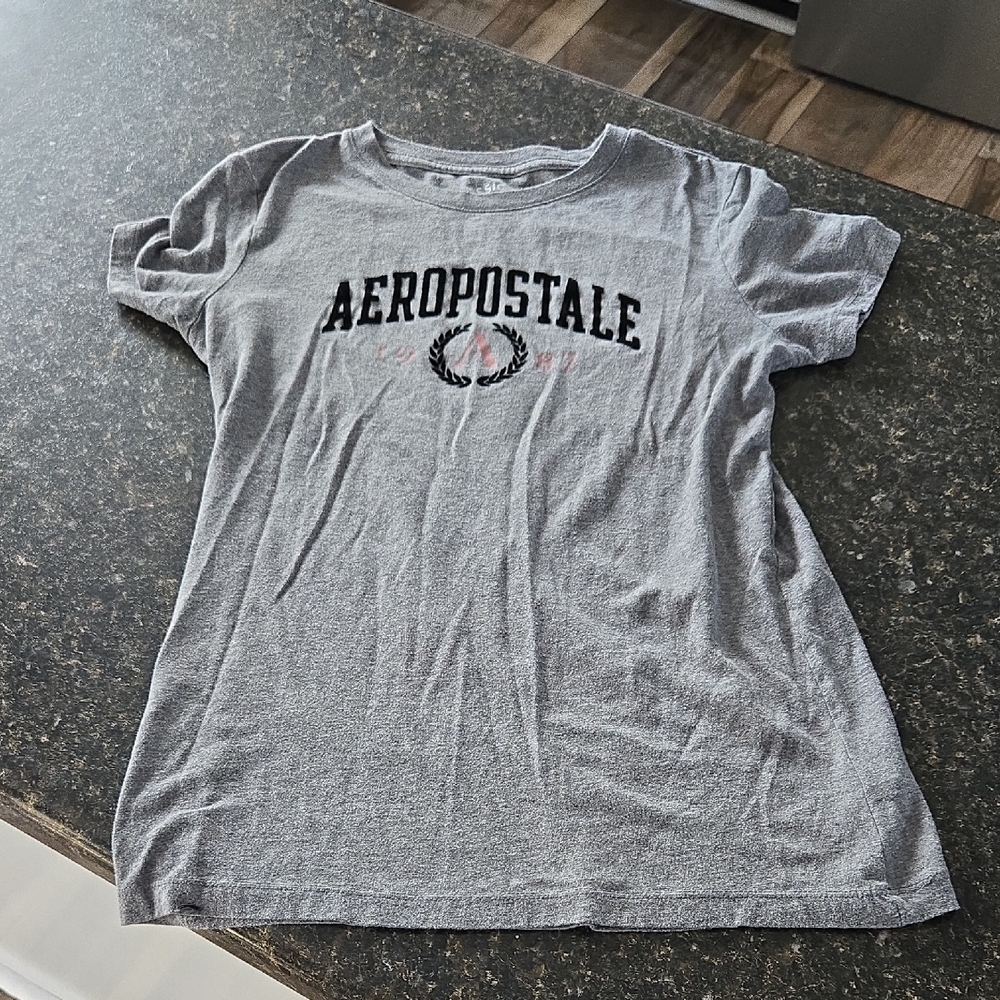 Aeropostale Heather Gray Logo Tee